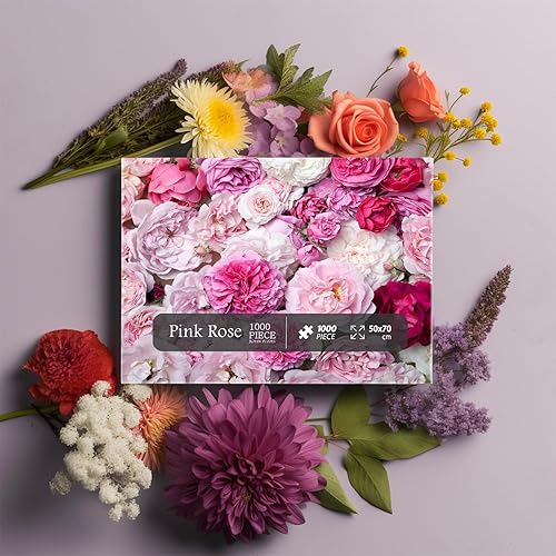 Miniatura 7 de PICKFORU Rompecabezas de flores rosas rosas para adultos de 1000 piezas, rompecabezas de flores con hermosa rosa, rompecabezas de plantas como