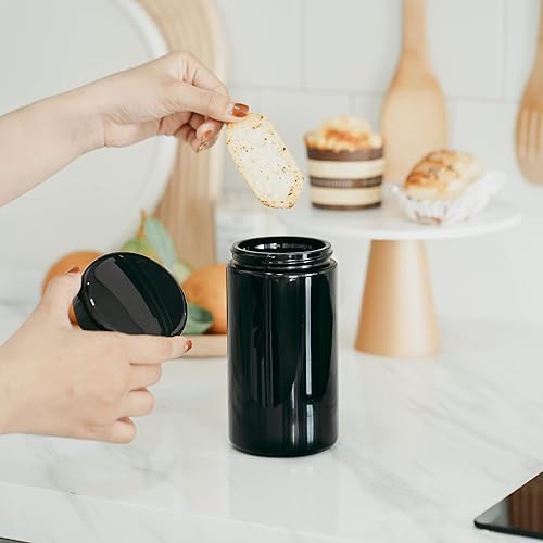 Miniatura 3 de Infinity Jars Paquete de 10 tarros altos de vidrio ultravioleta negro extra grande de boca ancha con tapa de rosca de 1 litro (34 fl oz)
