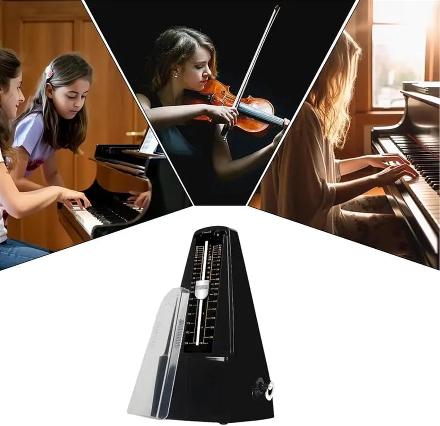Metronome For Guitar Mechanical Metronomes Tower-Shaped Metronome Track Beat Loud Sound Solid Music Metronome(WHITE)
