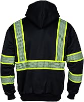 Vista 3 de VENDACE Chaqueta de sudadera reflectante de seguridad ANSI Clase 3 de alta visibilidad para hombre con cremallera de forro polar de lana con parte