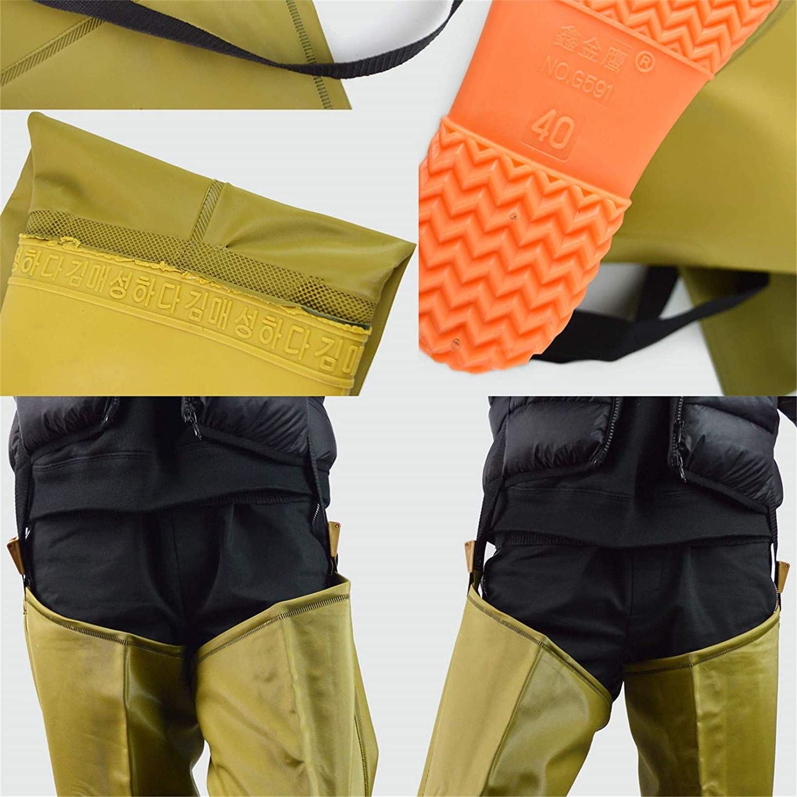 Stivali Dell'anca Impermeabile Leggera Multifunzione, 80Cm Altezza Pesca Pesca Cacciare Bootfoot PVC/Nylon sugli Stivali Ginocchio Scarpe Acqua Antiscivolo per Uomo E Donna