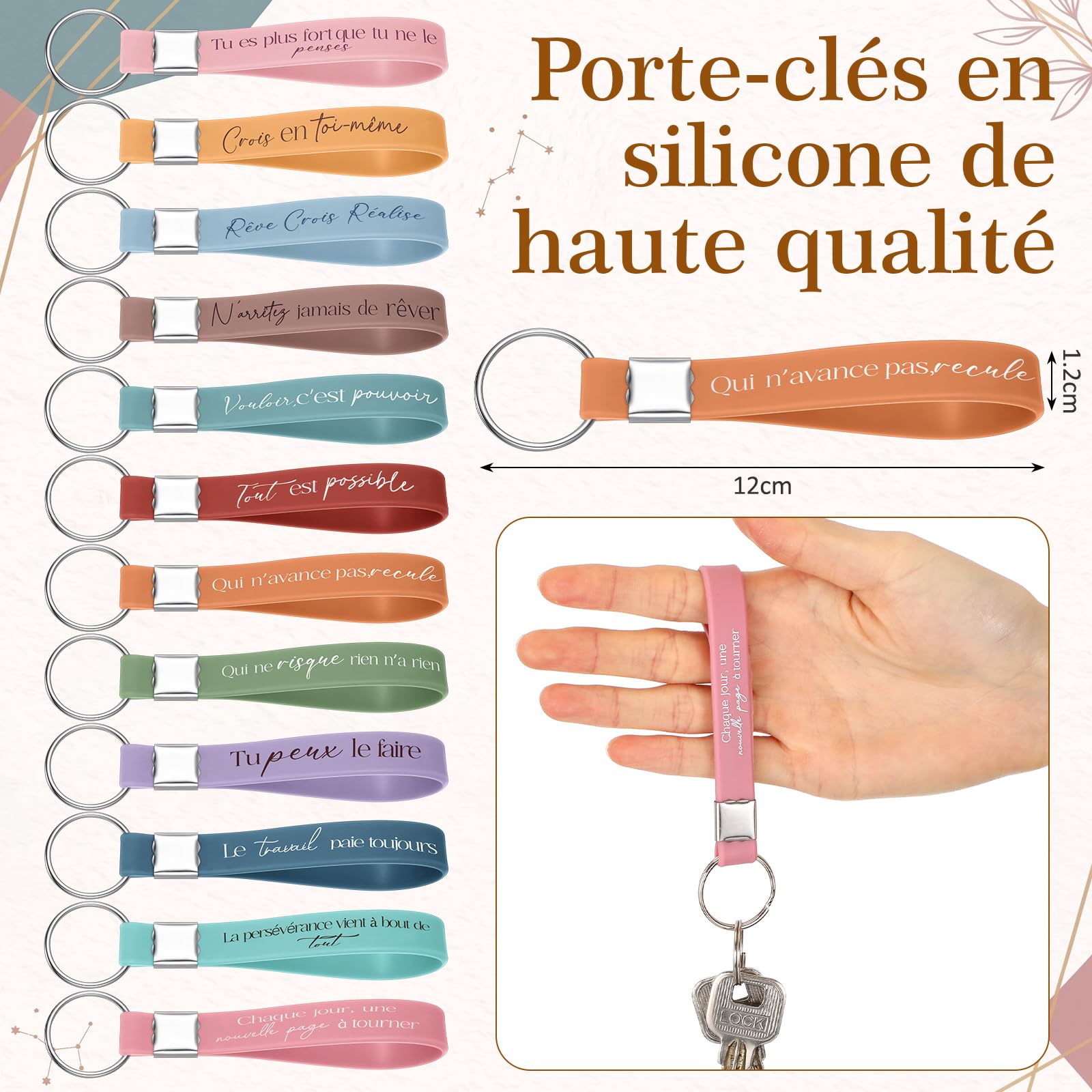 Faccito Lot de 24 Sets Cadeau Motivation Carnet Stylo Porte-Clés en Silicone Citations Inspirants, Coffret Remerciement pour Collègues, Employés, Enseignants, Départ, Anniversaire, Noël