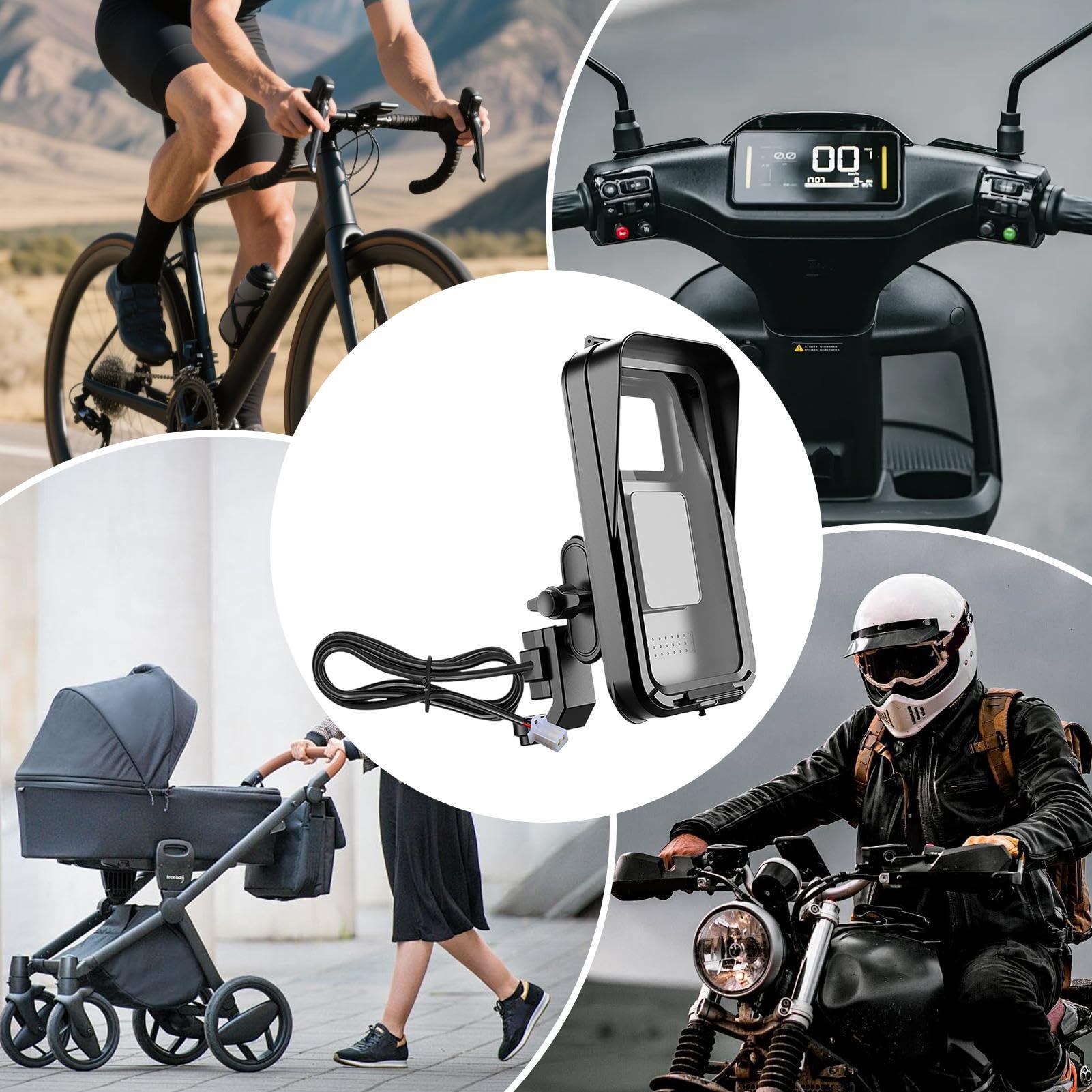 Uchwyt Na Telefon Do Hulajnogi Elektrycznej GPS Nawigacja Nagrywanie Wideo | Wodoodporny Uchwyt Na Telefon Z Osłoną Deszczową Nagrywanie Wideo Transmisja Na Żywo Do Roweru Motocykla Wycieczki Szos