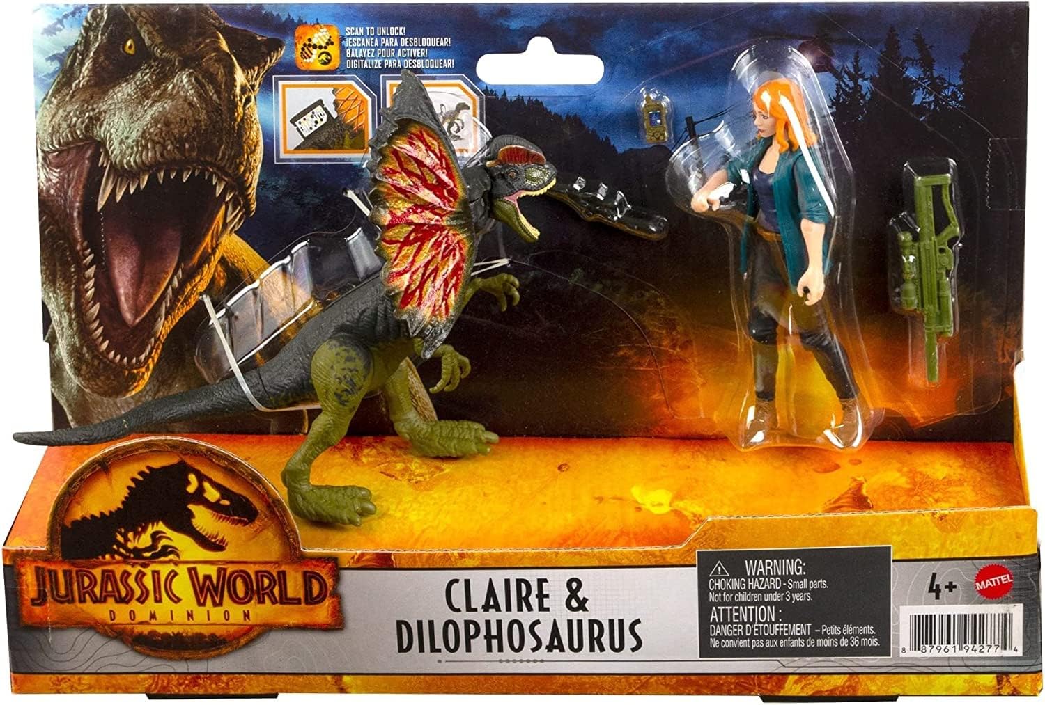 Jurassic World Dominion, Claire and Dilophosaurus, Human and Dino Pack, Figure, Accessories Included