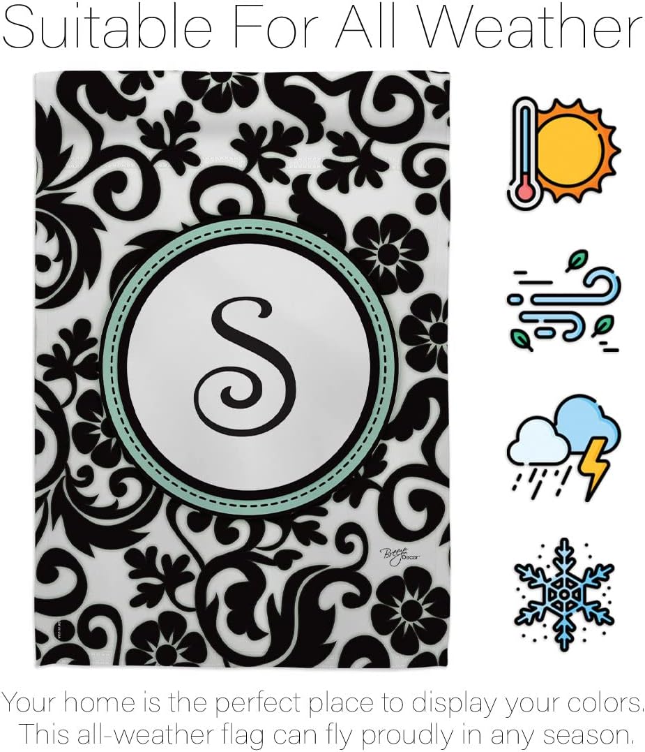 Breeze Decor H130071 Damask S Initial Interests Simply Beauty Decorative Vertical House Flag, 28" x 40", Multicolor