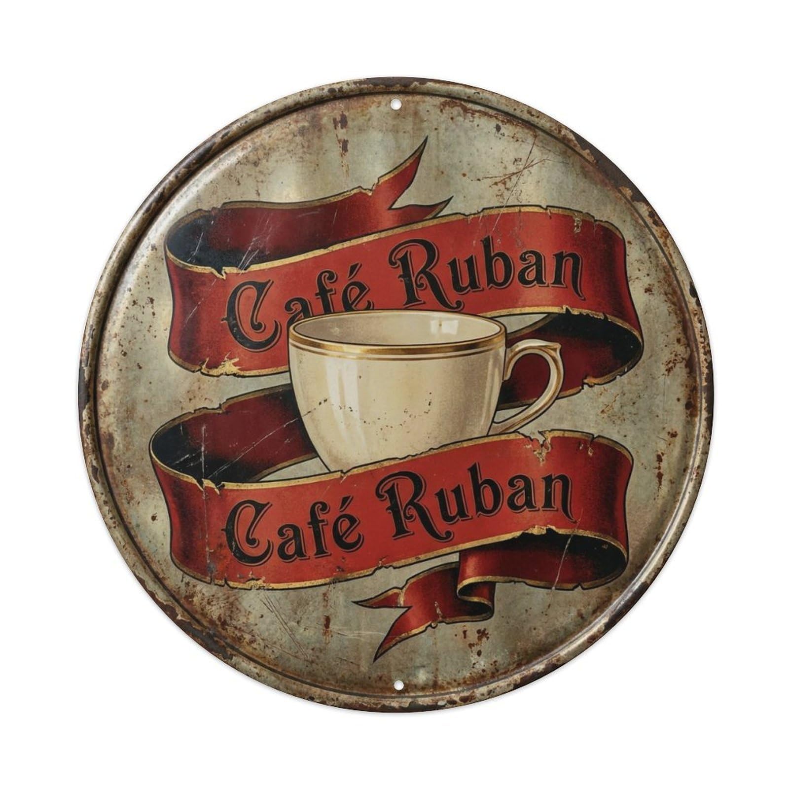 Ribbon Banner Lounge Cafe Metal Tin Sign Plaque Wall Decor for Cafe, Club, Garden Round Metal Poster 8x8Inch