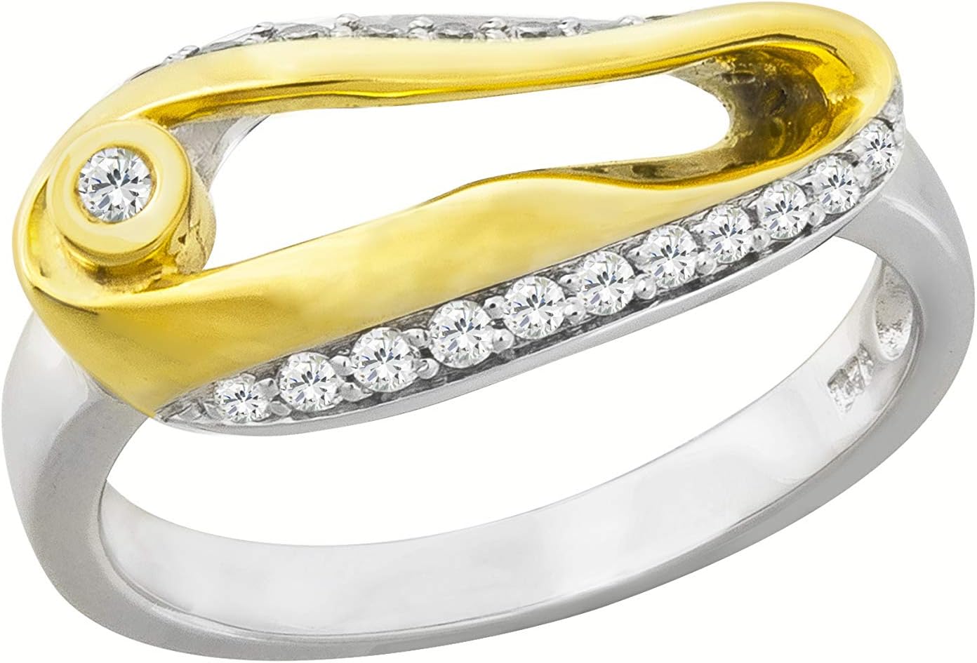 Raquel Design Womens Sterling Silver 0.05ct Diamond Ring US 5 1/2