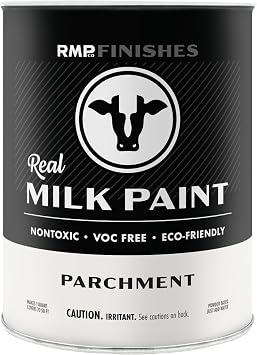 RMP Finishes Real Milk Paint Powder for Wood Furniture, Cabinets, Walls, Brick, and Stone, Matte Finish, Water-Based, Organic, Parchment, 1 Quart