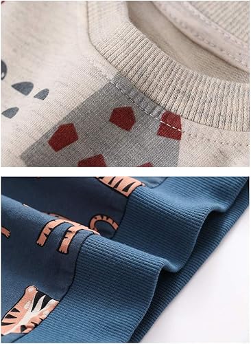 Miniatura 5 de Sudadera de cuello redondo para niños pequeños varones, suéter de algodón de manga larga con estampado de dibujos animados