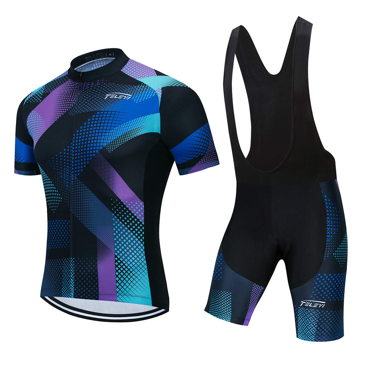 PSPORT Herren Radtrikot Set, Sommer Jungen Trägerhose Anzüge Mountainbike Radfahren Kleidung Set Radfahren Reiten Trikots Atmungsaktiv