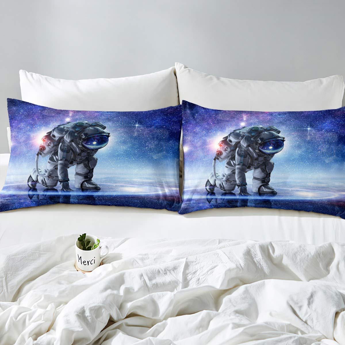 3D Astronaut Comforter Cover Set for Kids Boys Teens Galaxy Outer Space Duvet Cover Space Adventure Bedding Set Science Fiction Theme Quilt Cover,Room Decor 3Pcs Bedding King Size - Image 3