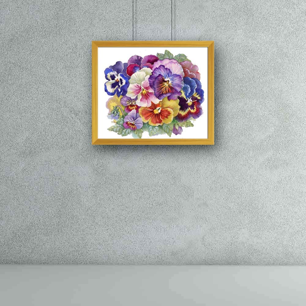 ArtzFolio Viola Tricolor Tabletop Painting Golden Frame 11.7 x 10 inch (30 x 25 cms)