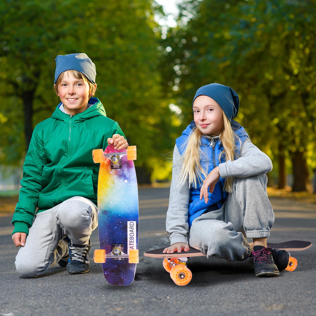 MalPlay Skateboard Holz Leuchtende LED-Räder Deck 71cm Funboard Holzboard Gummi ab 6 Jahren bis 100 kg