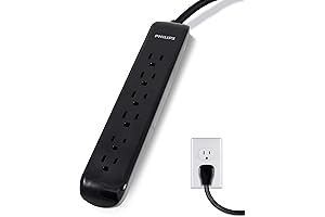 Phillips Power Strip with 6 Surge-Protected Outlets and 10 ft Extension Cord