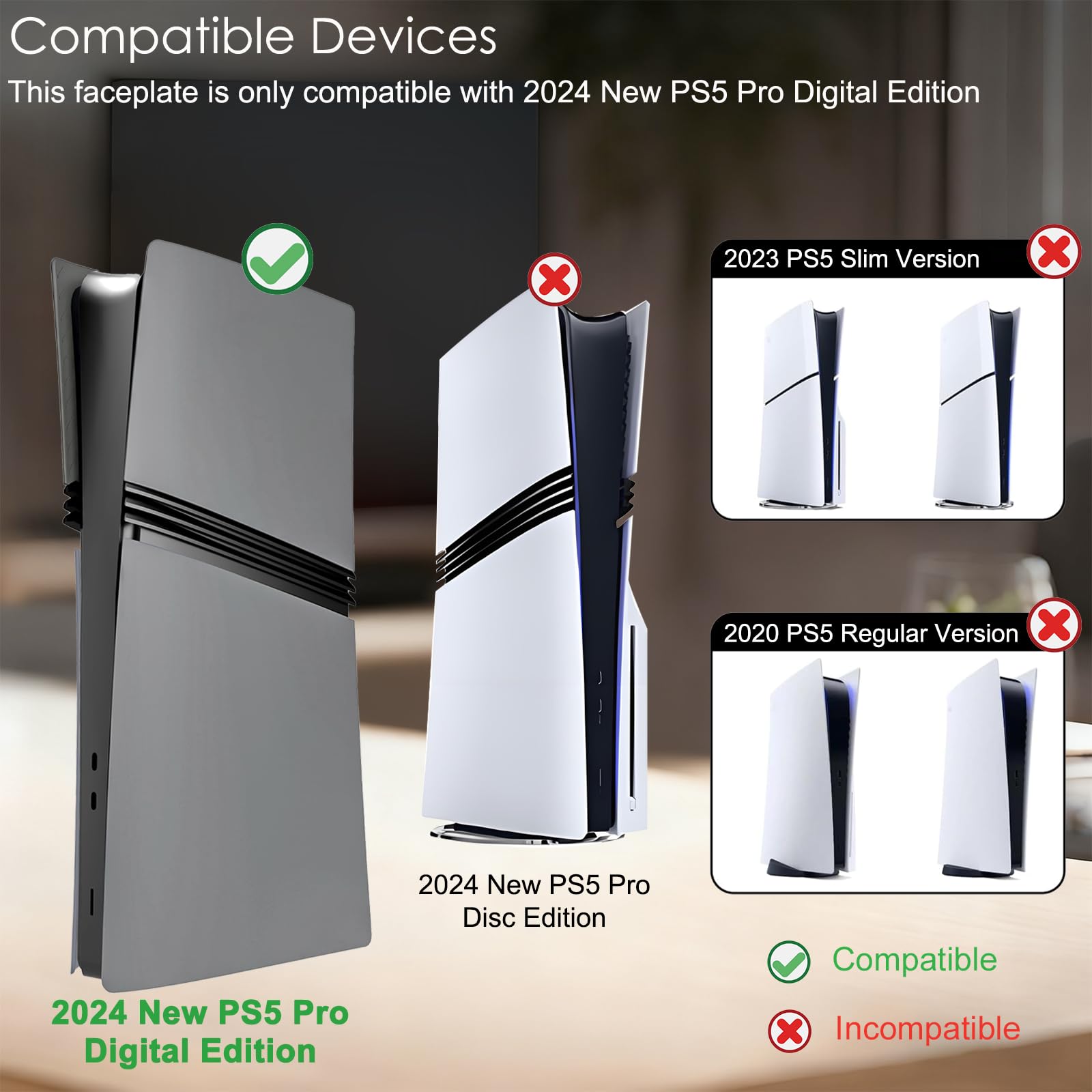 Piastre antiurto per PS5 Pro Digital Edition, cover di ricambio in ABS rigido opaco per PlayStation 5 Pro, accessori per console digitale, pannelli a scatto antigraffio e antipolvere