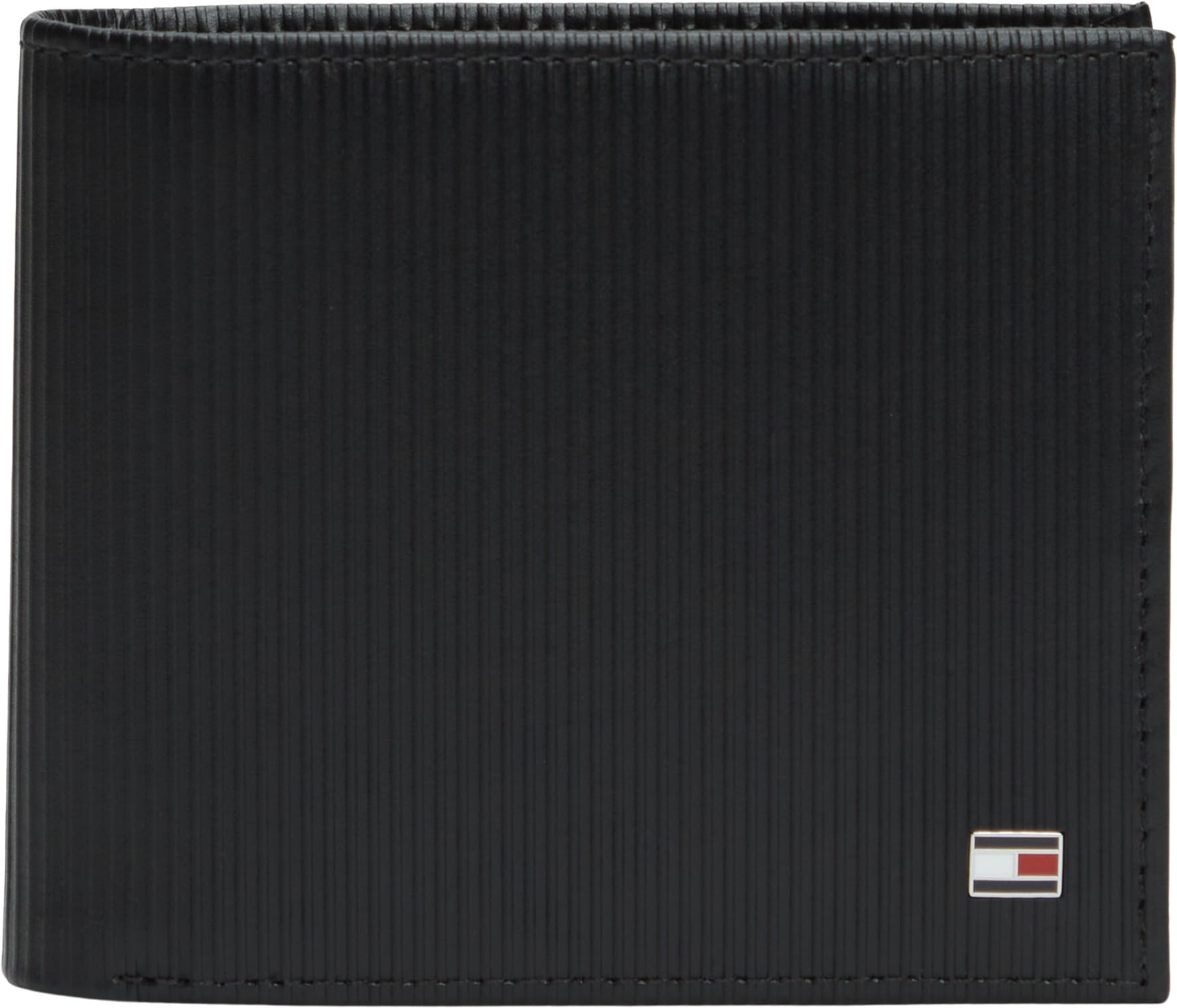Tommy Hilfiger Men's TH Flag CC and Coin AM0AM13974 Bifold Wallet, Black, One Size