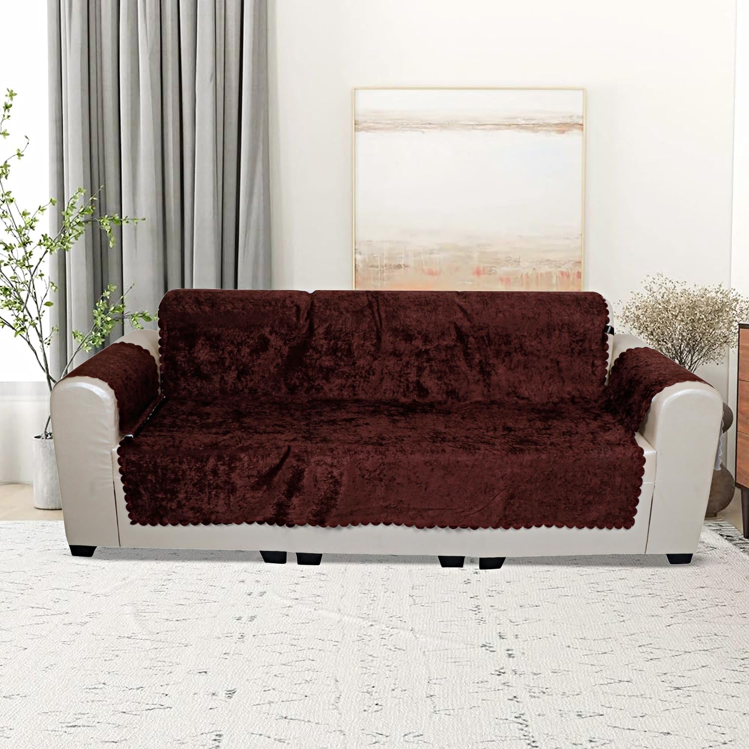 KINGLY Georgia Sparkle Velvet Universal Elastic Sofa Cover Non-Slip Sofa Protector 4 Seater Armchair Cover with Machine Washable Adjustable Elastic Straps (4 Seater) (Georgia Dark Brown) (B0D2VBMZYS) Amazon Price History, Amazon Price Tracker
