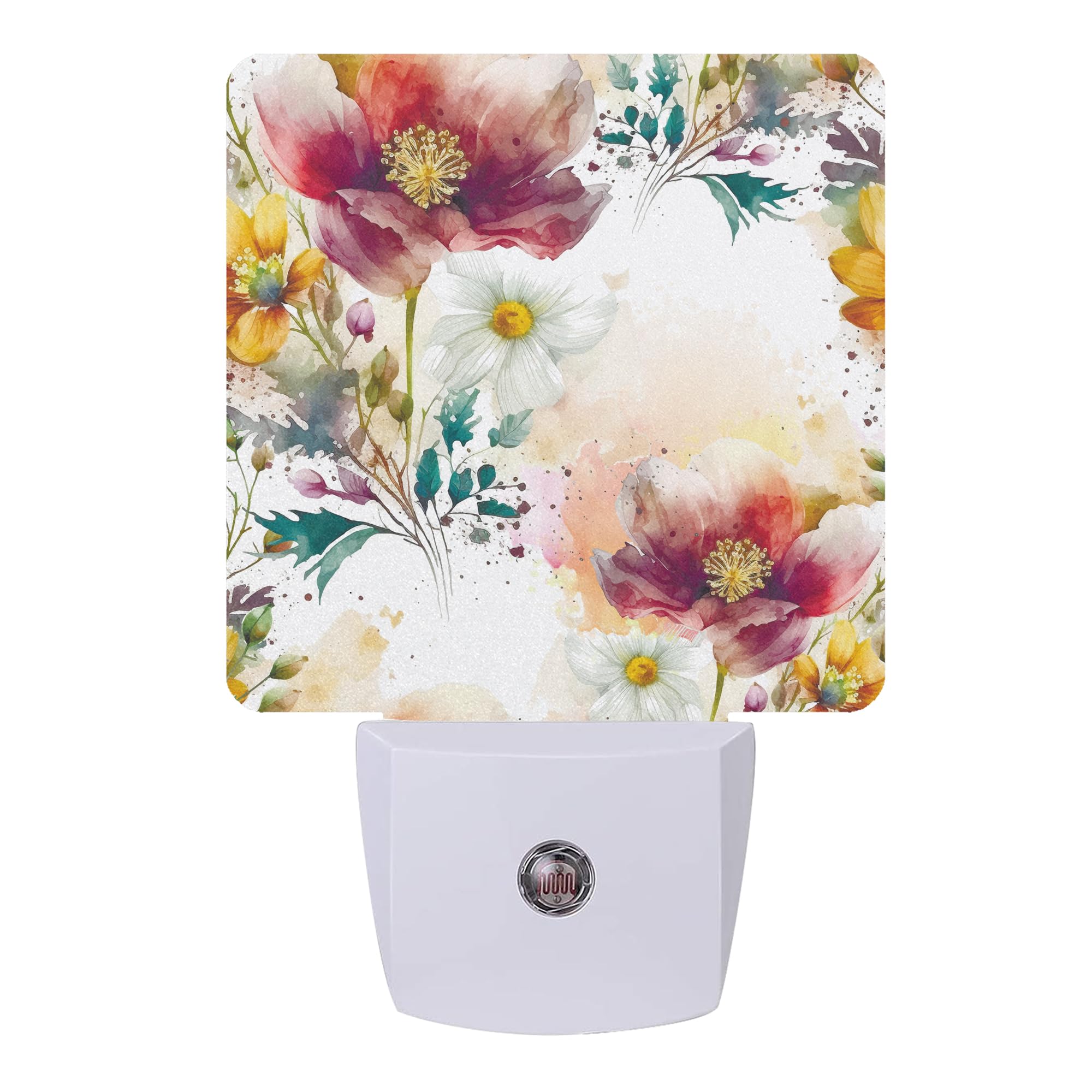 Vintage Flower Burgundy Night Light,Night Lights Plug into Wall with Dusk to Dawn Sensor,Lamp for Bedroom Bathroom Hallway Nightlight for Women Girls