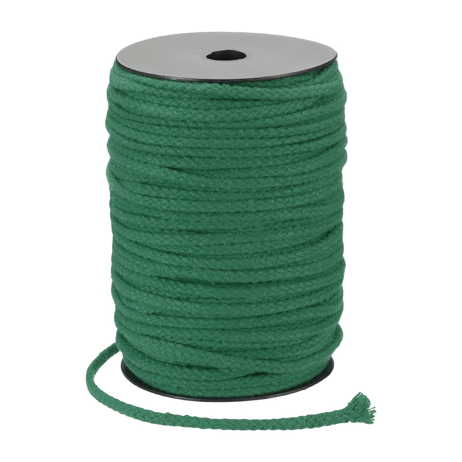 sourcing map Macrame Cord 5mm x 90m Handmade Natural Cotton Rope, 8 Strand Twisted Braided Rope Cord for Plant Hanger Wall Hanging Dream Catcher Crafts Home Decoration, Dark Green