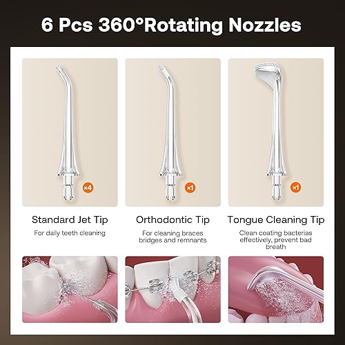 Miniatura 40 de Bitvae Púas de dientes de agua para irrigador dental portátil, irrigador oral portátil inalámbrico, potente y recargable, cuidado de apoyo, IPX7