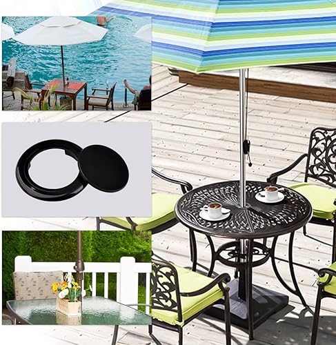 Miniatura 5 de Prudiut Juego de 2 anillos y tapas para sombrilla de mesa de patio de 2 pulgadas, juego de 2 tapones y tapas estándar para agujero de sombrilla
