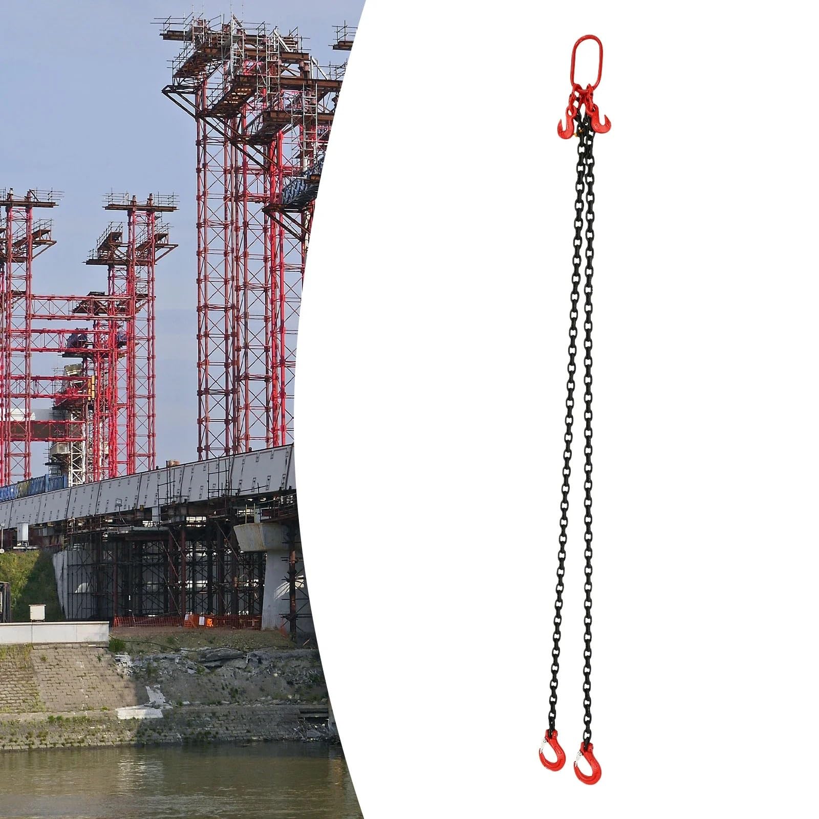 Argani elettrici Gancio per catena G80, 2 M, trefolo, catene di arresto, 8 mm, gru, alta resistenza, trasporto carichi 2T, 200 X 15 9 cm Gru per motori