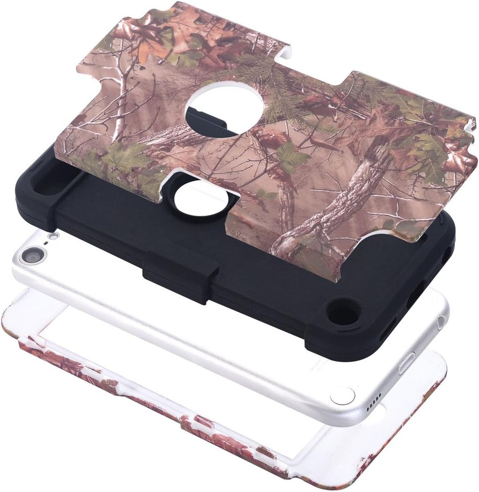 Hocase iPod Touch 7th Generation 2019 Case, Camouflage Series Shockproof Protection Soft Silicone Rubber Bumper+Hard Plastic Protective Case for iPod Touch 5th/6th/7th Generation - Camo/Black