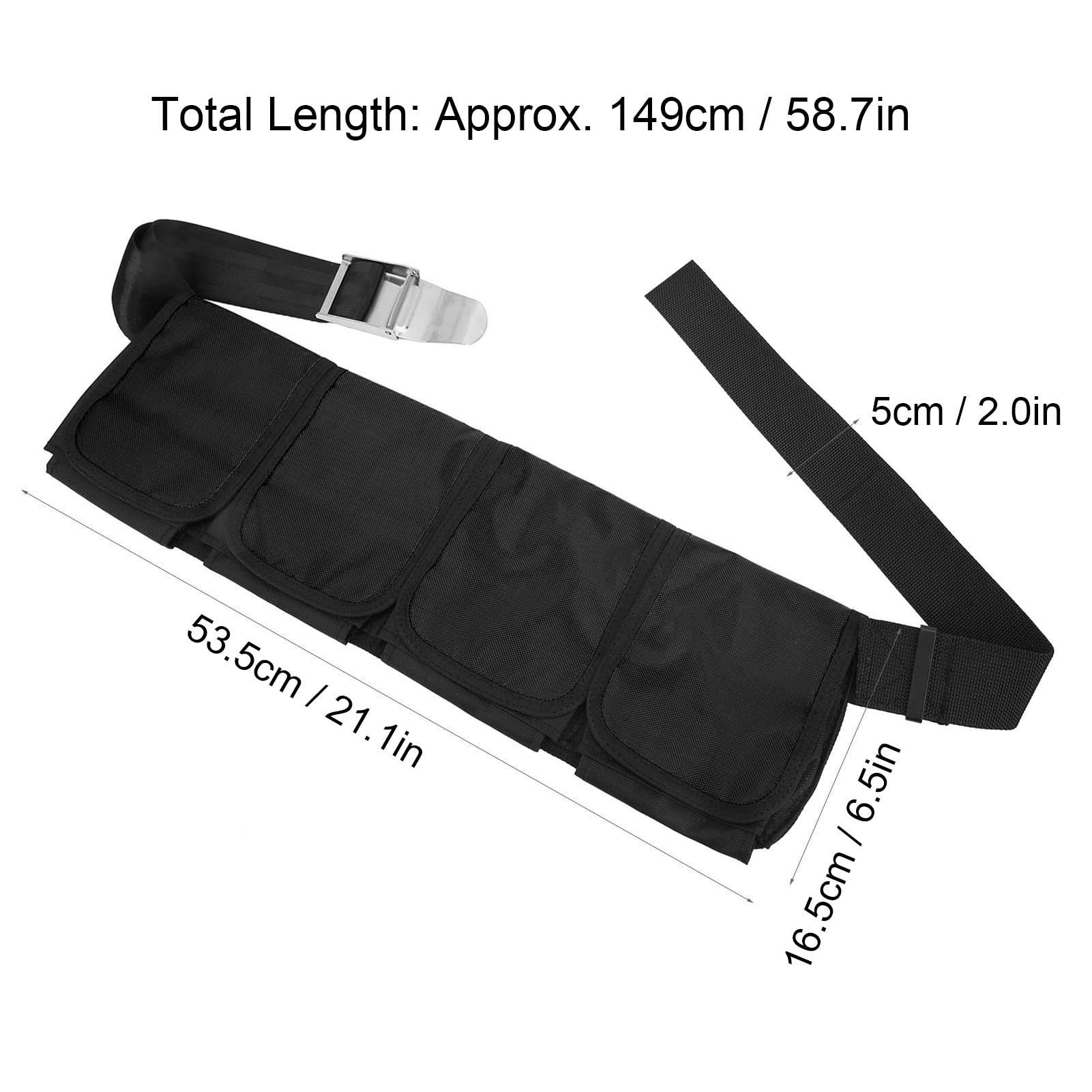 Tauchtaschen-Bleigürtel, Oxford-Stoff-Bleigürtel mit 4 Taschen, Tauchergürtel Zum Schnorcheln, Freitauchen(Schwarz) Tauchen