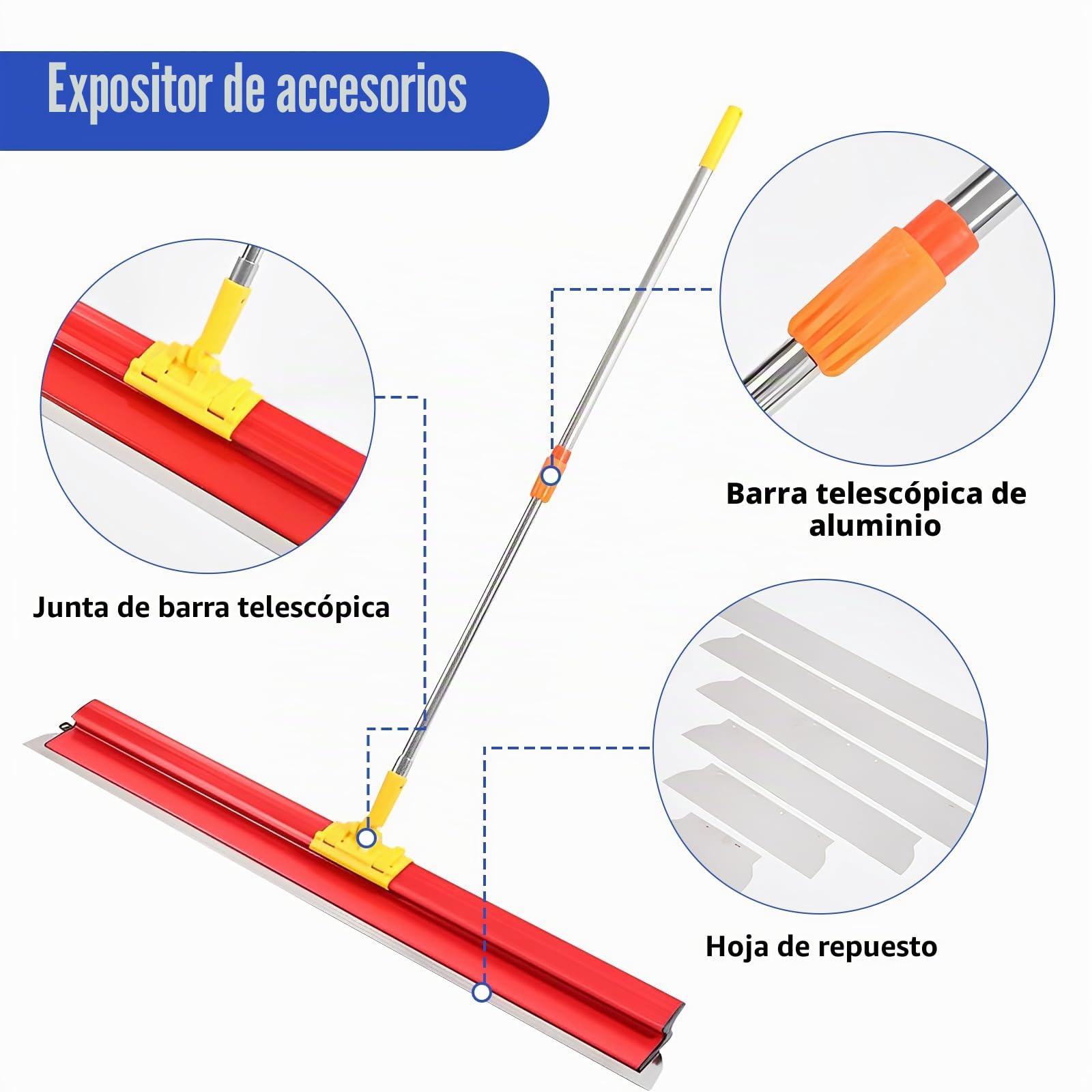 Espátula Superficie, Juego Espátulas Superficie Profesionales En un Estuche | 9 Tipos de Herramientas de Espátula (25 cm, 40 cm, 60 cm, 80 cm), Varilla Telescópica para Enlucir Paredes y Techos