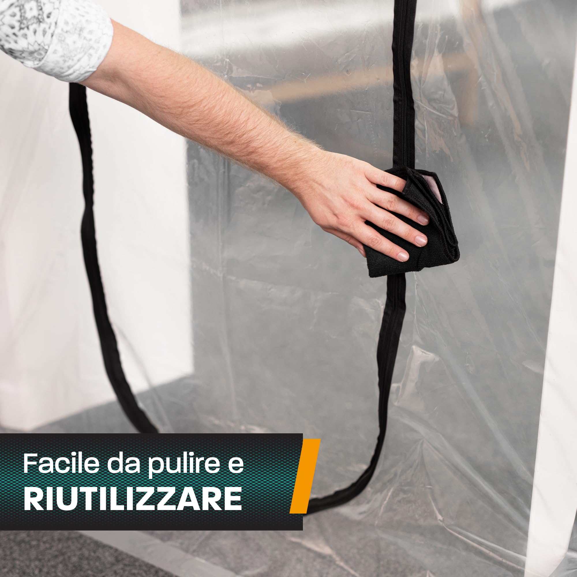Hinrichs 2x Porta Antipolvere con Chiusura a Strappo - 220x120 cm - Copri Scarpiera con Cerniera - Antipolvere Casa - Copertura Scaffale - per ristrutturazioni, trasformazioni e restauri