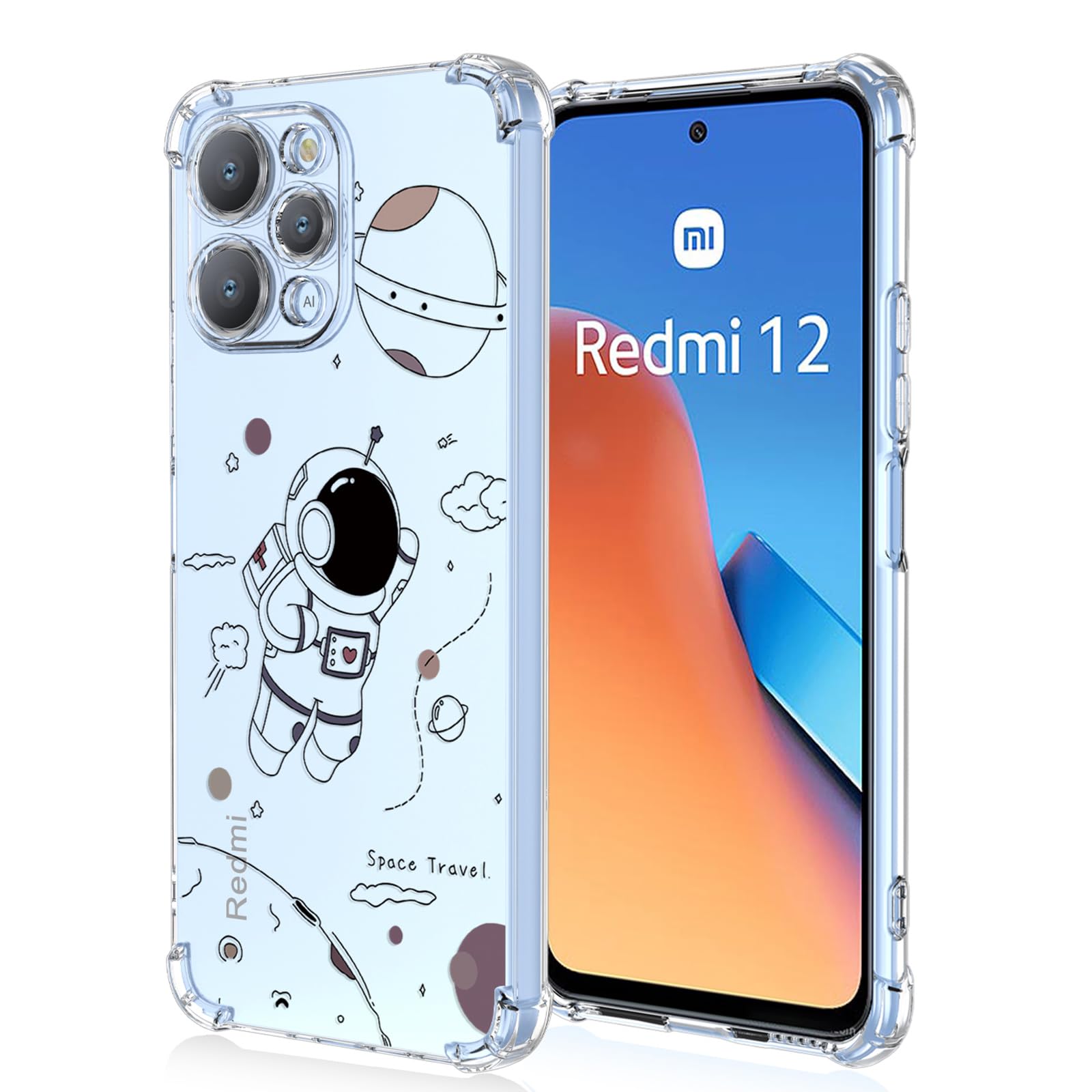 XINYEXIN Cover per Xiaomi Redmi 12C, Custodia Antiurto 360 Gradi Protezione Dello Schermo Incorporata, Full Body Rugged Trasparente Cover Military Armour Case - Nero