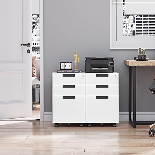 Miniatura 67 de Archivador lateral,Archivador de 4 cajones con cerradura,Archivadores laterales de oficina para tamaño legal/carta A4,Requiere montaje, negro