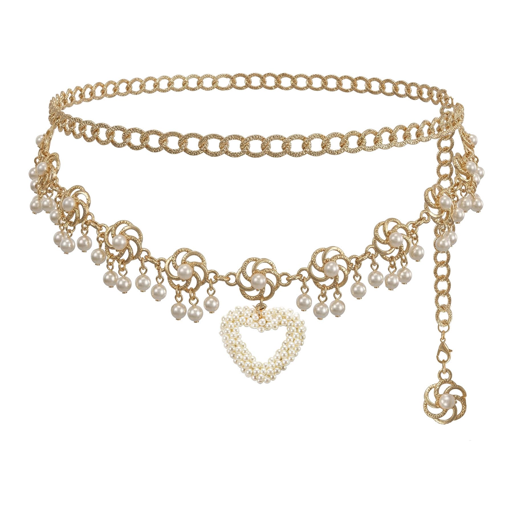 Alpenflüstern Trachten-Kettengürtel Glamour-Herz (gold-farben) DCH058