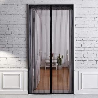 Magnetic Screen Door with Heavy Duty Mesh Curtain,Anti Mosquito Door Net with Magnets Fits Door Size up to 35.4"-83",Patio Screens Magic Door Mesh Curtain Prevent Bug Mosquito,Let Fresh Air in (Black)