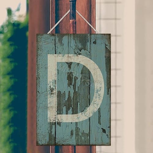 Vista 487 de Letrero colgante de madera con letra A, letrero de madera, decoración del hogar, 26 letras del alfabeto de metal, placa de madera, decoración