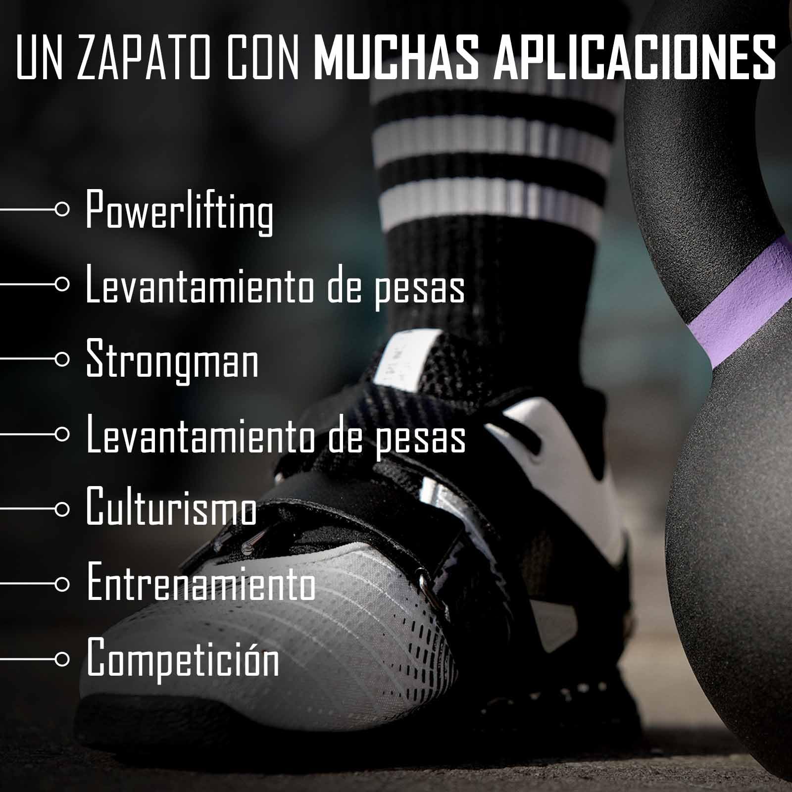 Strength Shop Par de Zapatillas Halterofilia Hombre y Mujer con talón de plástico rígido (2,3 cm), Muy Antideslizantes, Zapatillas Halterofilia con Suela rígida de Goma/TPU y Doble Cierre