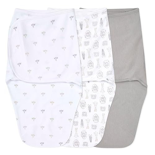 aden + anais Easy Swaddle Wrap, manta de envolver para recién nacido, cierres ajustables, 100% algodón, paquete de 3, 0-3 meses, en safari disponible en Yaxa Venezuela