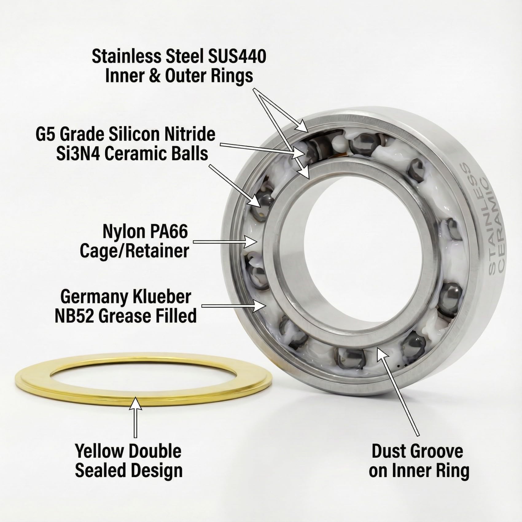 Amazon.com: 6902-2RS Stainless Steel Ceramic Hybrid Radial Bearing