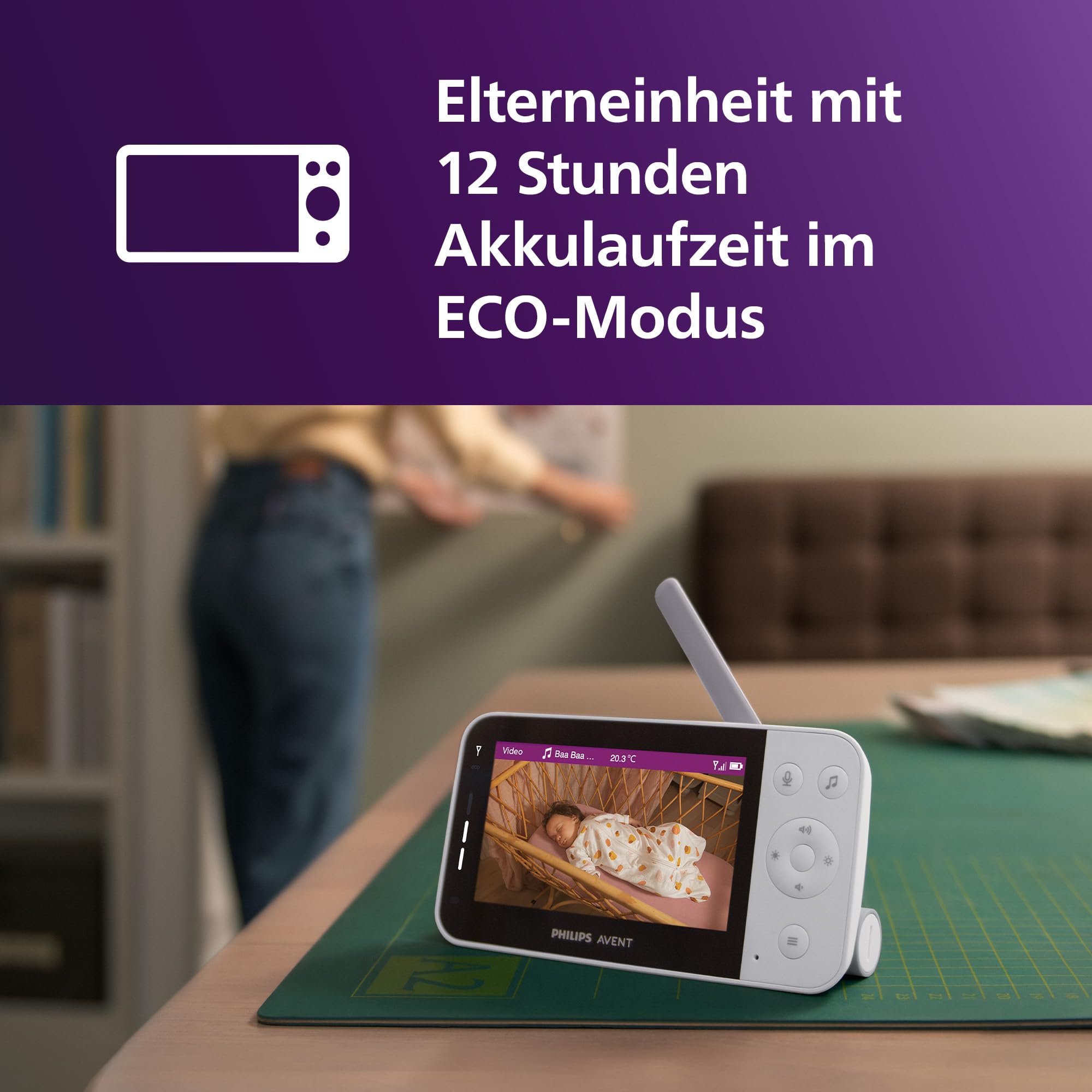 Philips AVENT SCD951/26 Connected Babyphone mit Kamera und WLAN, HD-Kamera, Infrarot-Nachtsicht, Schrei-Erkennung, Gegensprechfunktion