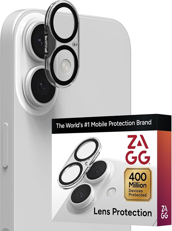 ZAGG Glass Elite Protector de lente de cámara para iPhone 17 - Marco de cámara, máxima protección contra impactos y rayones, tecnología antirreflectante, resistente a manchas, ajuste preciso