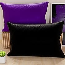 PETTI Artigiani Italiani – Coppia di Federe Cuscino 145×40 cm in Microfibra, Cuscini Arredo Camera da Letto, Divano, Set 2 Fodere Copricuscino, Federa Double Face Nero e Viola