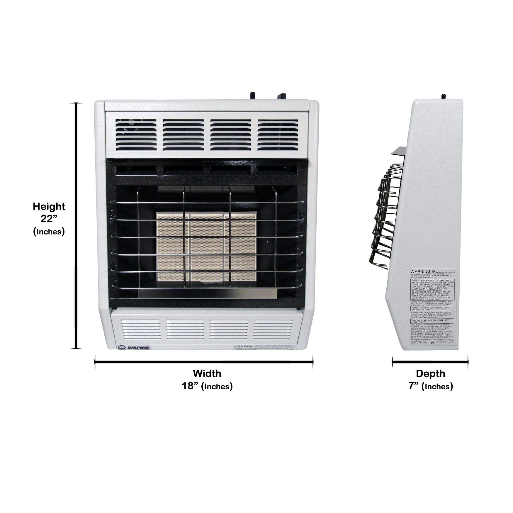 Empire SR18W Infrared Liquid Propane Vent Free Space Heater 18,000 BTU's