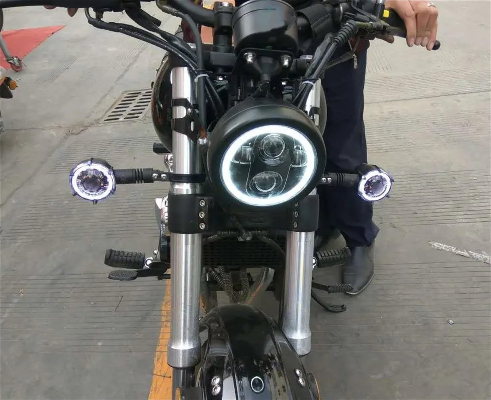 MESKEL Fari Anteriori Moto per Sportster per Iron 883 per Dyna per Triumph per Street per Speed ​​per Triple 5 3/4" Faro Moto LED da,75 Pollici/alloggiamento | Light and housing