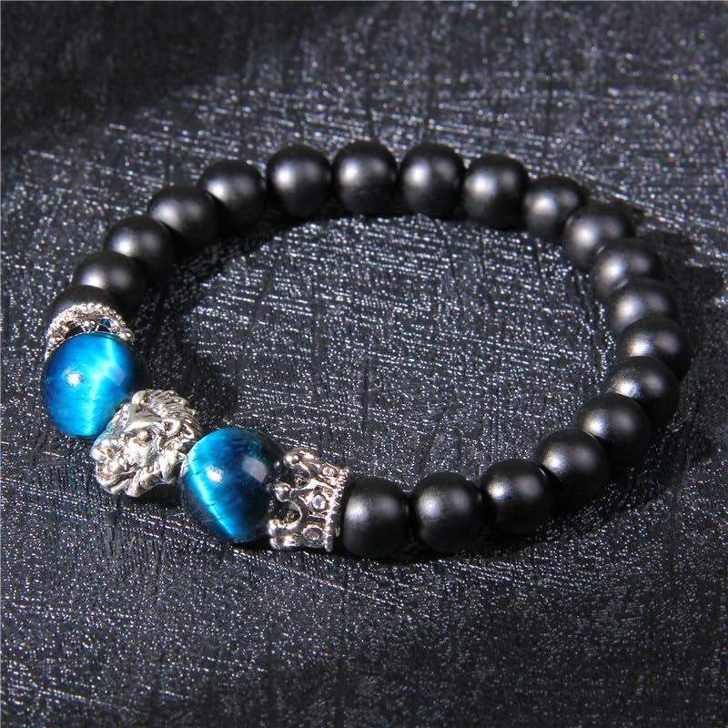The Guardian - Son's Tiger Eye Protection Bracelet From Mom And Dad, Adjustable natural stone Bead Stainless Lion's head Crown Bracelets fashion Christmas Birthday Gift Jewelry4