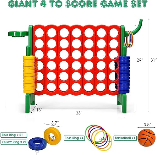 Miniatura 6 de AKUSTIK Juego de conexión gigante al aire libre, 4 en una fila, Jumbo 4 para marcar juego de conexión para niños y adultos, fiesta familiar, patio,