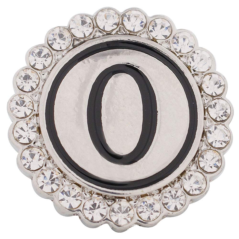 My Prime Gifts Jewelry Letter O Rhinestone Metal Standard 18-20mm Snap, Metal