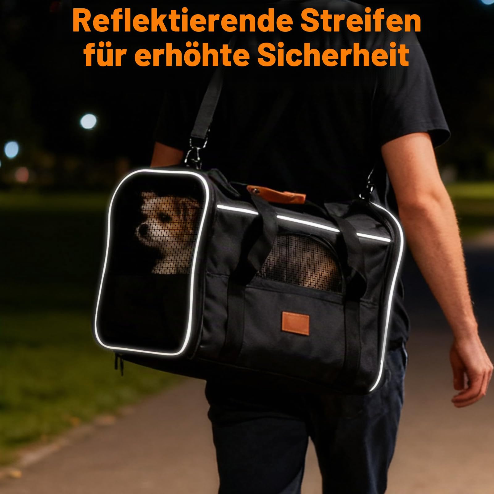 Faltbar Transportbox Katzen, Katzentransportbox mit Sicherheit Reißverschlüsse, Napf, Wendekissen, Katzen Transportboxen für kleine bis mittelgroße Katzen und Welpen bis 7 kg