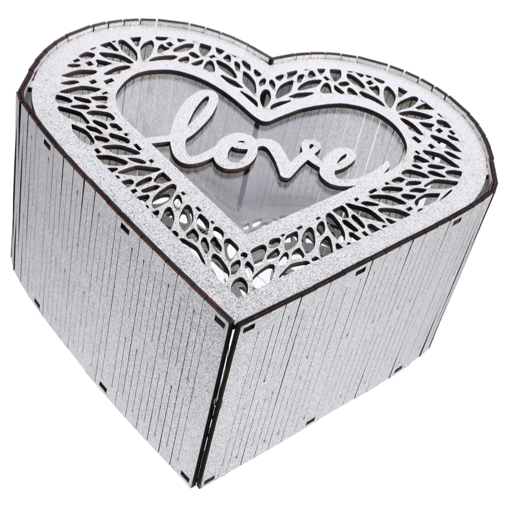 COLLBATH Wooden Wedding Card Box Rustic Design Heart-shaped Greeting Card Holder for Cash and Envelopes for Weddings Graduations and Special Occasions Tabletop Decor