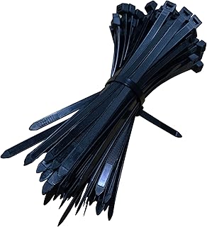 رباط كابلات متين بسوستة ومقاوم للأشعة فوق البنفسجية بقوة شد 55 كجم، أربطة أسلاك نايلون سوداء ذاتية القفل من ميووتز، 30 سم، 100 قطعة