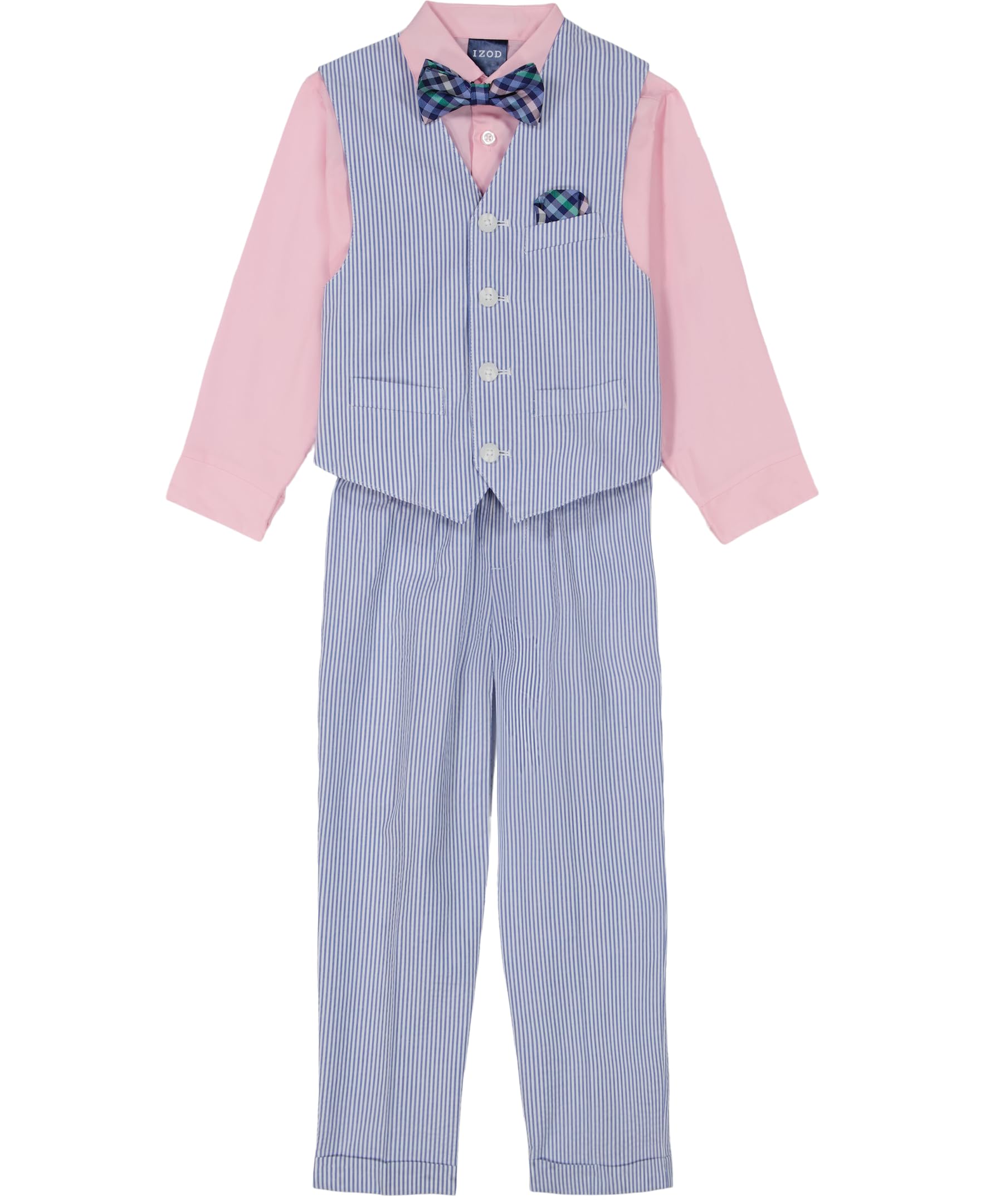 IZOD Boys' 4-piece Formal Dress Up Suit Set, Vest, Pants, Collared Shirt, and Tie